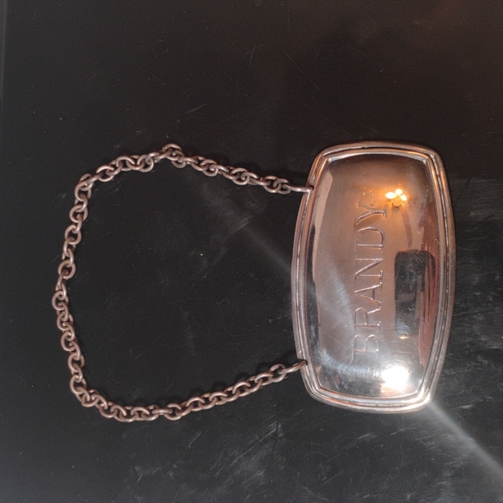 Vintage Antique EPNS Sheffield England Plated Silver Liquor Tags For "Brandy"